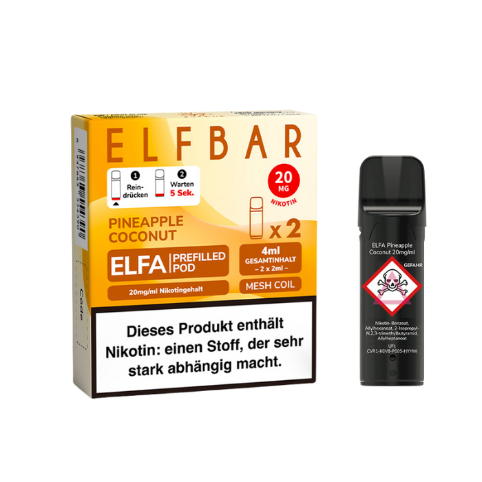 Elfbar Elfa Pineapple Coconut 20mg Nikotin 2er Pack