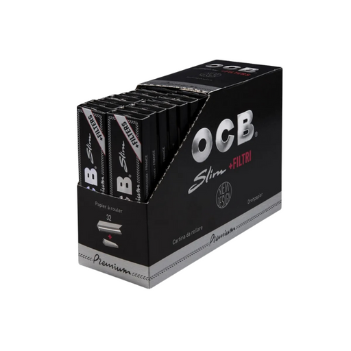 OCB Premium Slim Kingsize Schwarz + Tips, 32 Hefte je 32 Stück - My Candytown